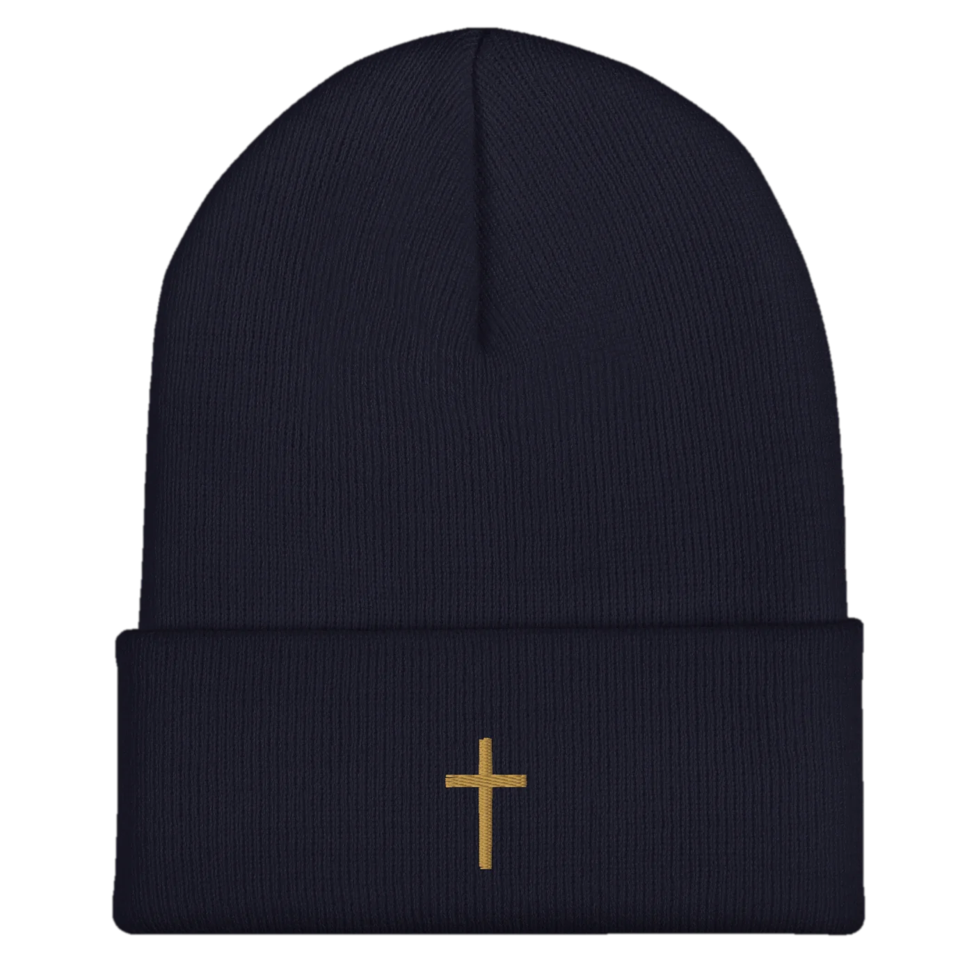 Cuffed beanie in navy, alternate view