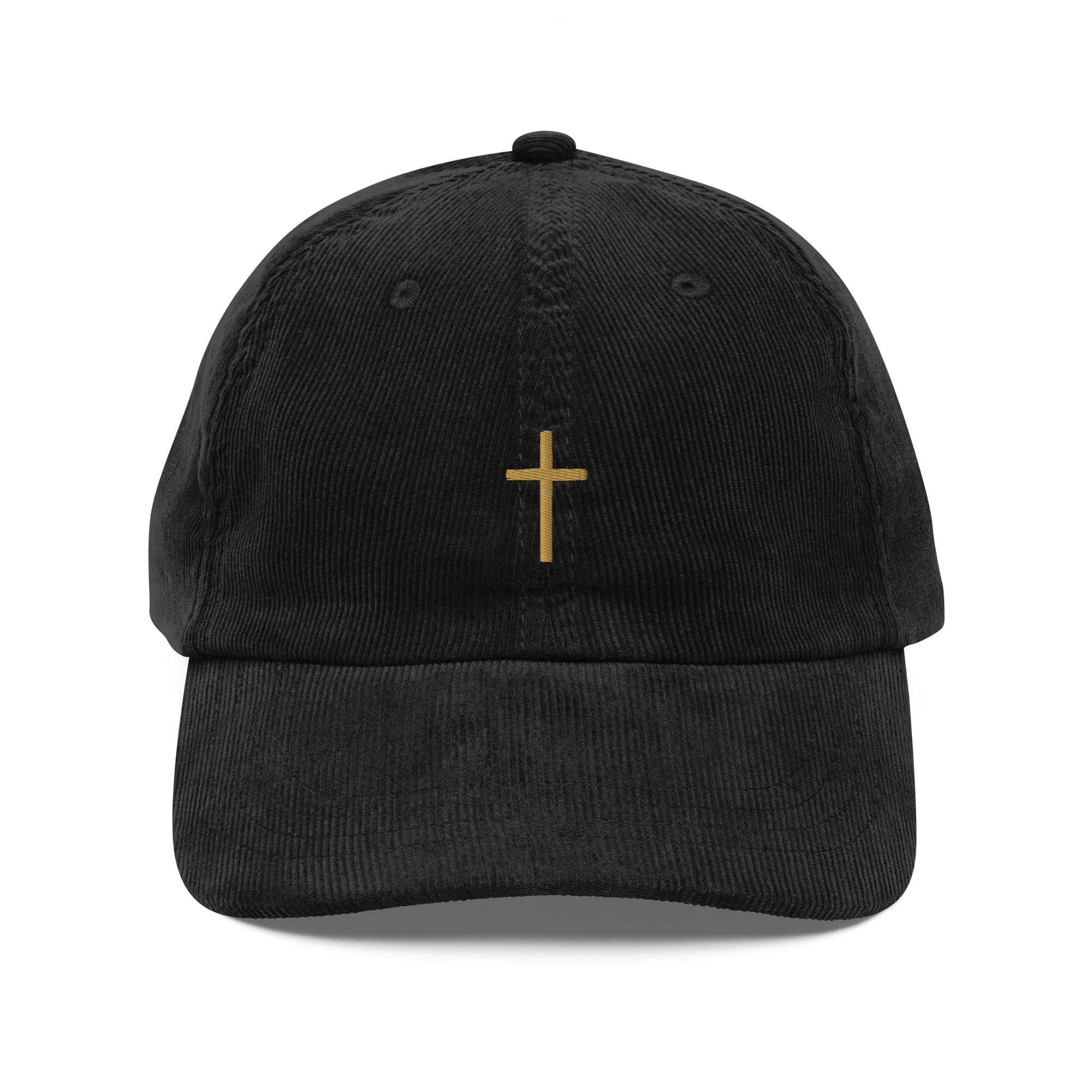 Black corduroy cap