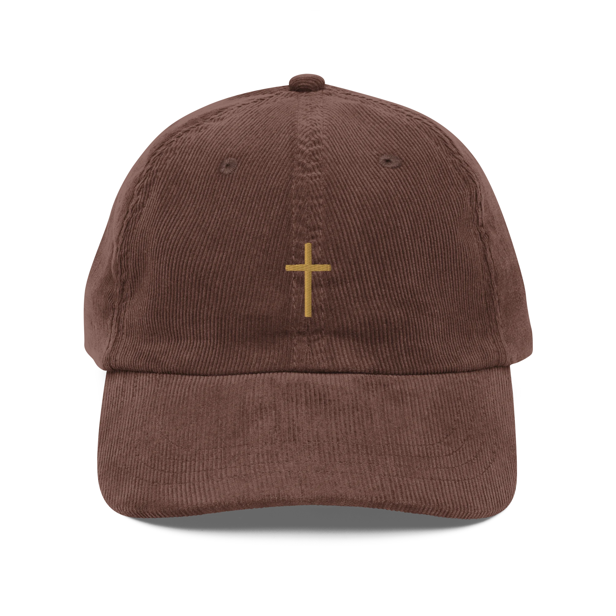 Vintage corduroy cap, brown, front